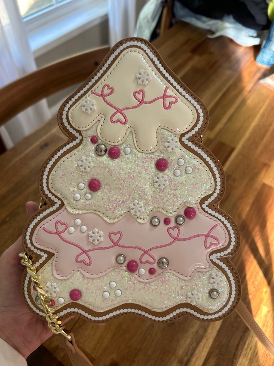 Betsey Johnson Handbags - Betsey Johnson Glitter Christmas Tree Shaped Gingerbread Cookie Crossbody Bag